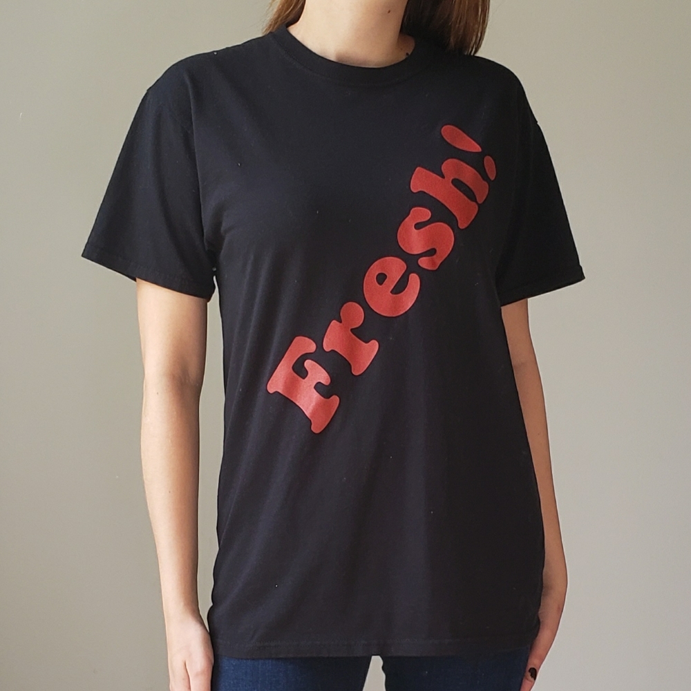 Fresh! Graphic Text Black Tee Shirt M